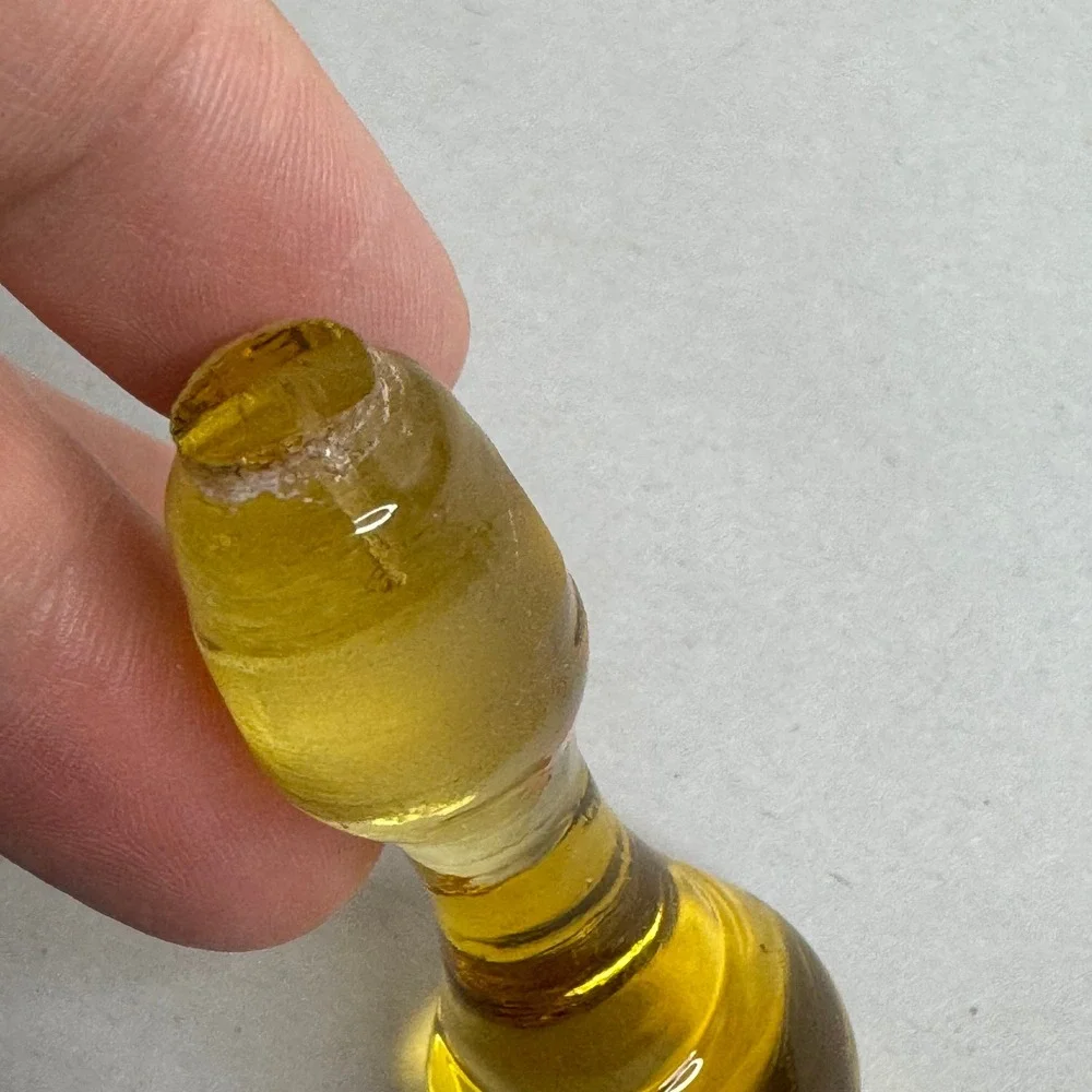 Vintage Amber Yellow Blown Glass Bottle Stopper Replacement Round Top 2.5 Inch